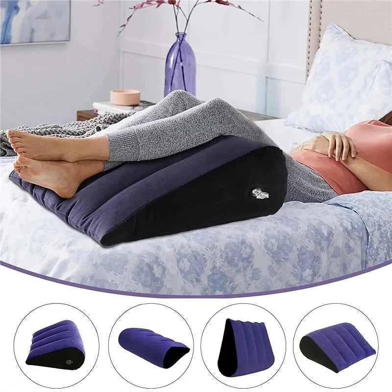 Oreiller de voyage gonflable, oreiller corporel multifonctionnel, oreiller lombaire de Yoga, Support de Positions de voyage, coussin d'air, oreiller triangulaire