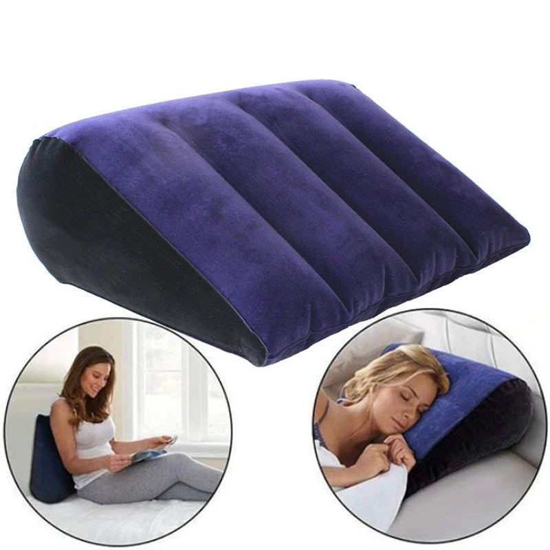 Inflatable Travel Pillow Multifunctional Body Pillow Lumbar Yoga Pillow Travel Positions Support Air Cushion Triangular Pillow