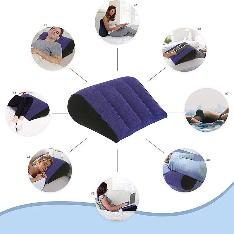 Inflatable Travel Pillow Multifunctional Body Pillow Lumbar Yoga Pillow Travel Positions Support Air Cushion Triangular Pillow