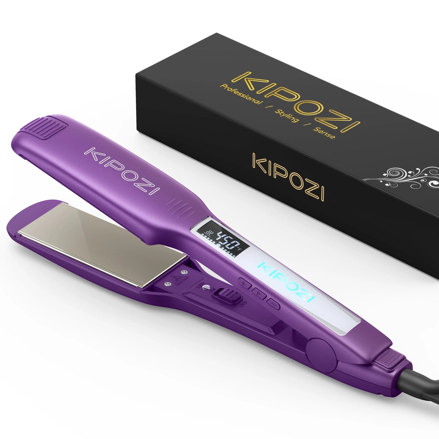 Plancha de pelo profesional KIPOZI de titanio con pantalla LCD Digital, rizador de calentamiento instantáneo de doble voltaje