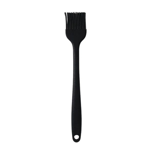 Brosse à huile en silicone avec manche en plastique pour barbecue et pâtisserie, résistante aux hautes températures.