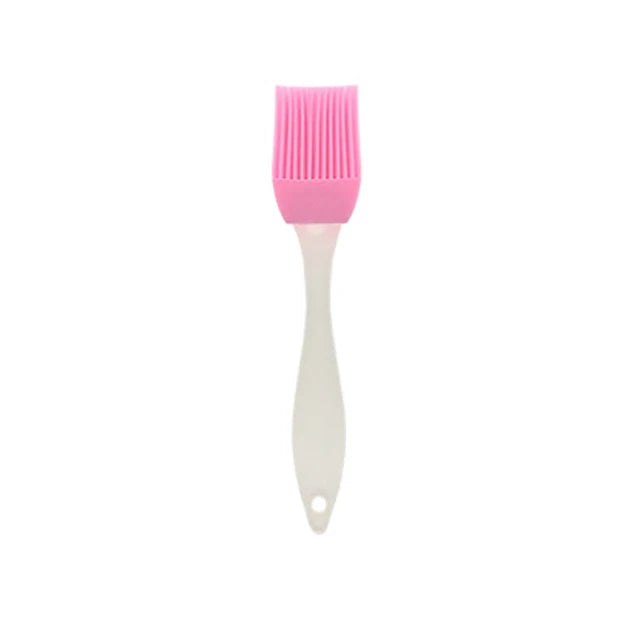 Brosse à huile en silicone avec manche en plastique pour barbecue et pâtisserie, résistante aux hautes températures.