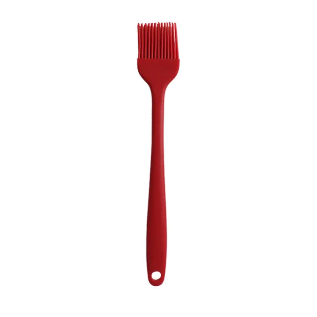 Brosse à huile en silicone avec manche en plastique pour barbecue et pâtisserie, résistante aux hautes températures.