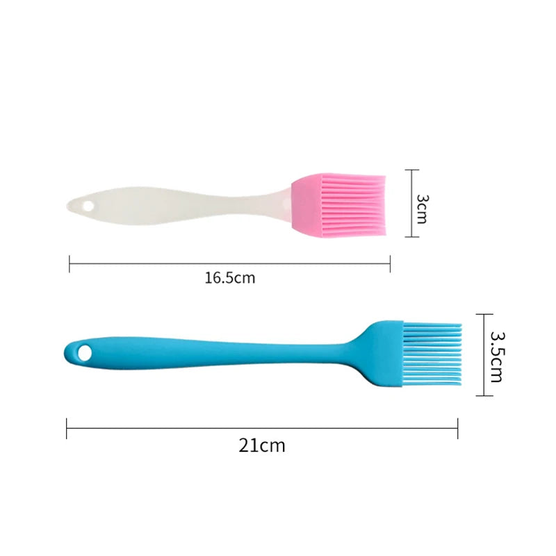 Brosse à huile en silicone avec manche en plastique pour barbecue et pâtisserie, résistante aux hautes températures.