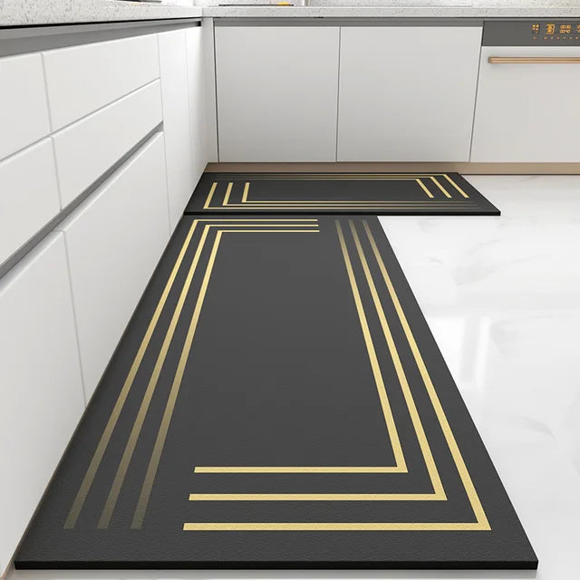 Kitchen Mat Pvc Leather Foot Mats Waterproof Floor Carpet Home Decoration Luxury Long Rug Non-slip Washable