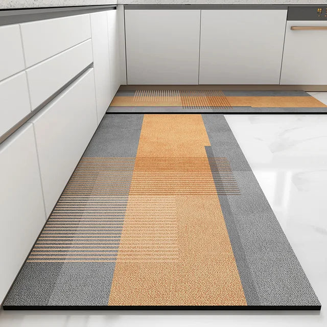 Tapis de cuisine en cuir Pvc, imperméable, Long, antidérapant, lavable, décoration de la maison