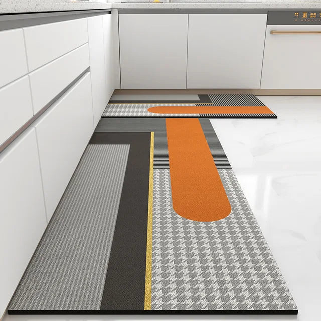 Tapis de cuisine en cuir Pvc, imperméable, Long, antidérapant, lavable, décoration de la maison, pour la maison