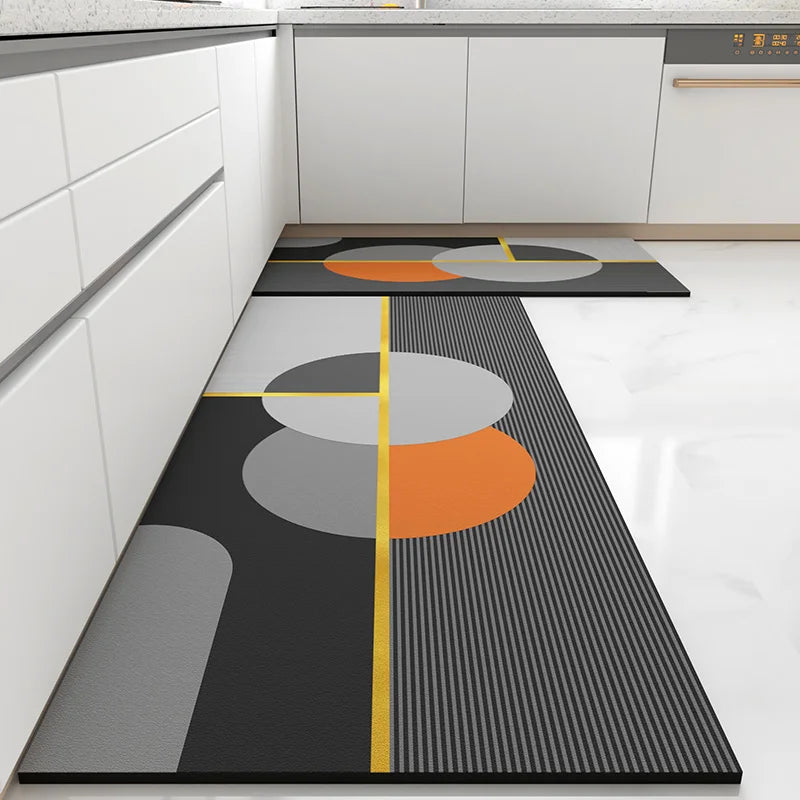 Kitchen Mat Pvc Leather Foot Mats Waterproof Floor Carpet Home Decoration Luxury Long Rug Non-slip Washable