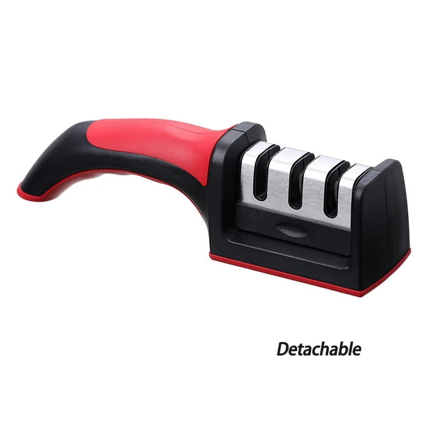 Knife Sharpener Handheld 3 Stages Quick Sharpening Tool with Non-slip Base