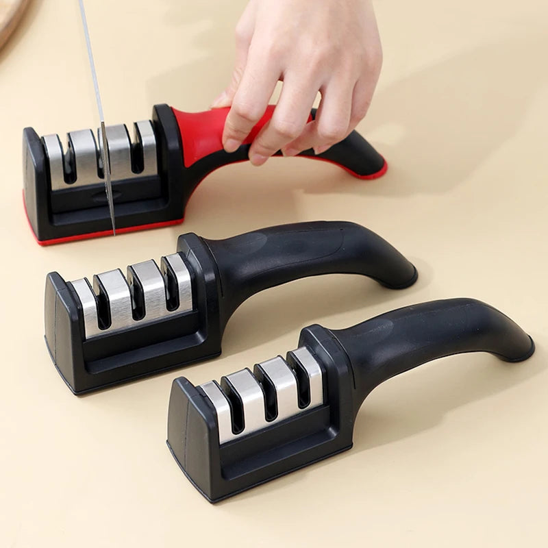 Knife Sharpener Handheld 3 Stages Quick Sharpening Tool with Non-slip Base