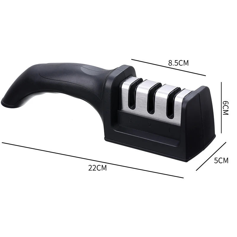 Knife Sharpener Handheld 3 Stages Quick Sharpening Tool with Non-slip Base