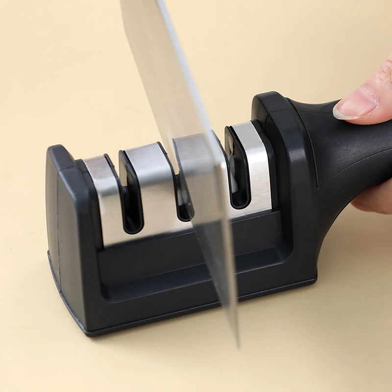 Knife Sharpener Handheld 3 Stages Quick Sharpening Tool with Non-slip Base