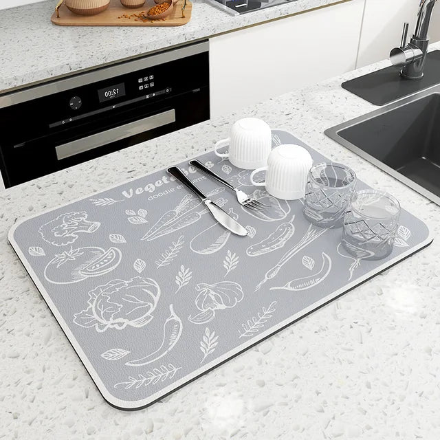 Grand tapis de cuisine Super absorbant, égouttoir pour plats à café, séchage rapide, pour salle de bain, napperon pour robinet de cuisine