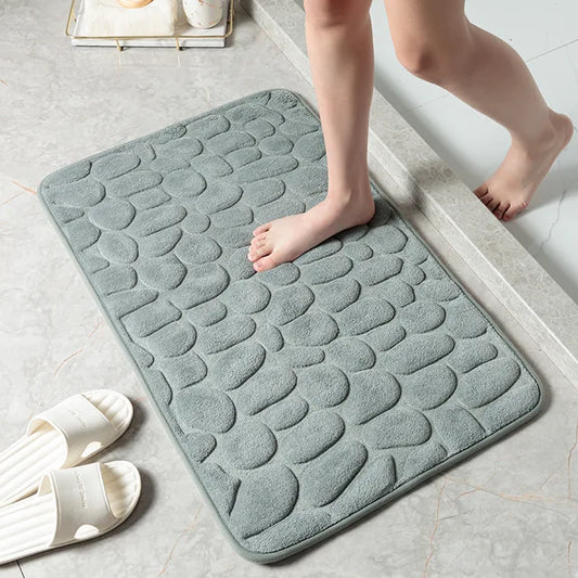 Tapis de moquette antidérapant en mousse à mémoire de forme en relief pavé