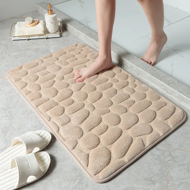 Tapis de moquette antidérapant en mousse à mémoire de forme en relief pavé