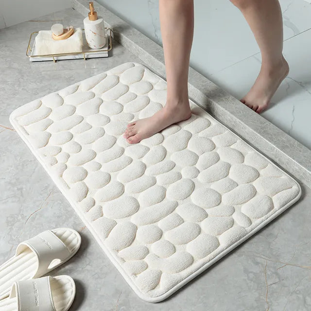 Tapis de moquette antidérapant en mousse à mémoire de forme en relief pavé