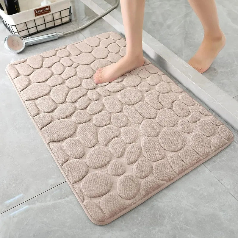 Tapis de moquette antidérapant en mousse à mémoire de forme en relief pavé