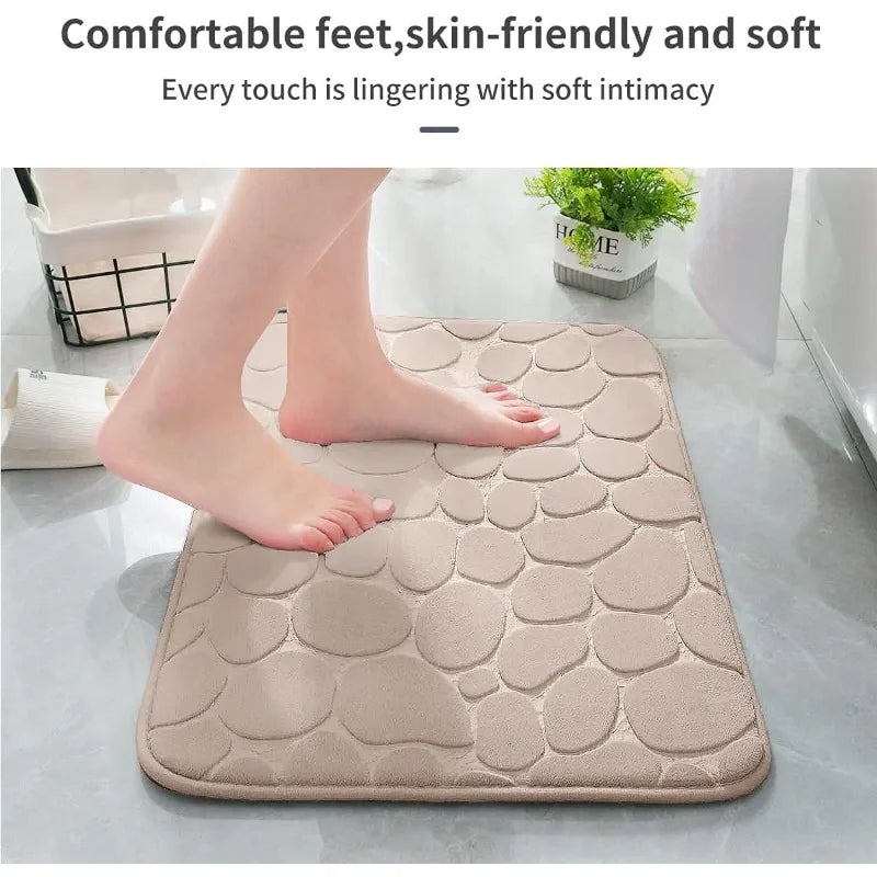 Tapis de moquette antidérapant en mousse à mémoire de forme en relief pavé