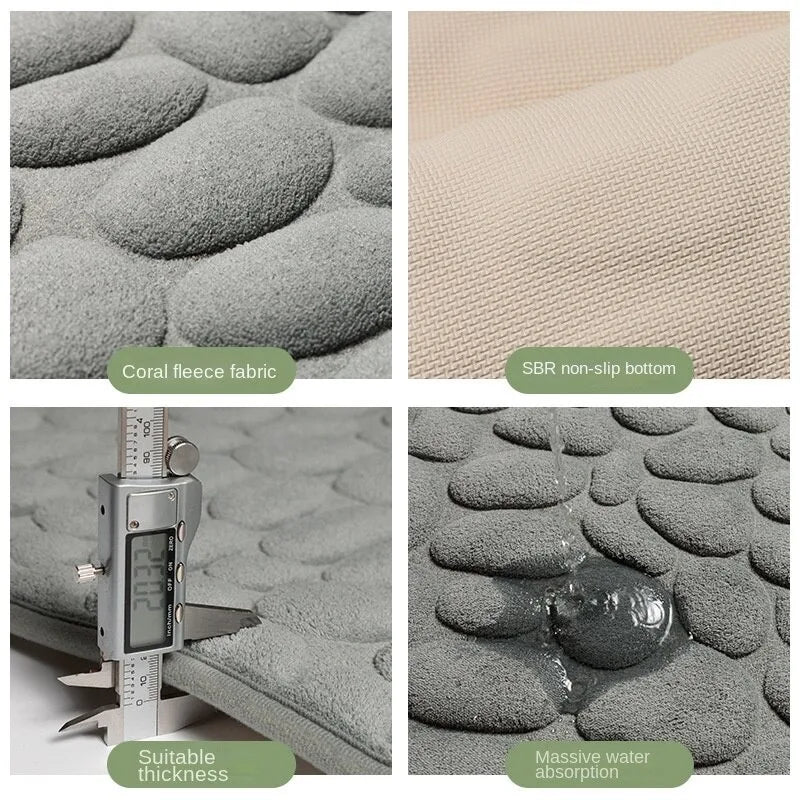 Non-slip Carpet Mat Cobblestone Embossed Memory Foam