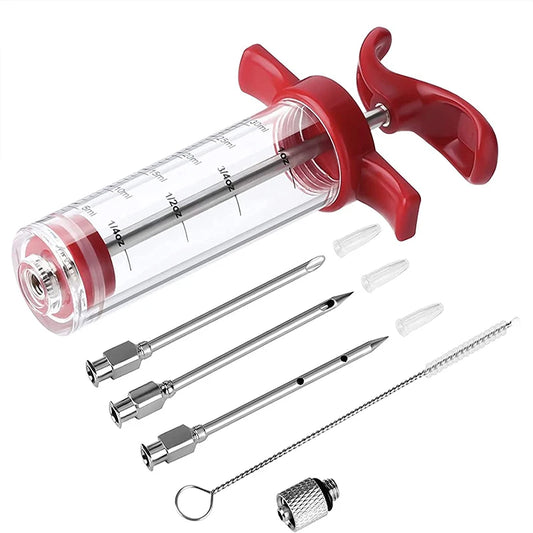 Meat Injector Syringe BBQ Grill Turkey Kit