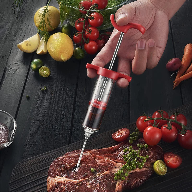 Meat Injector Syringe BBQ Grill Turkey Kit