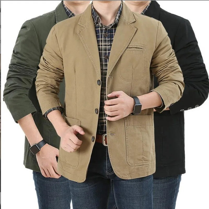 Men Blaze Suit Jacket Casual Blazers Cotton Loose Jackets Oversized Male Outerwear