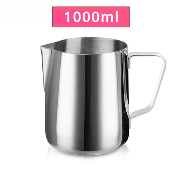 Milk Creamer Frothing Pitcher Stainless Steel, 350/600/1000ml Coffee Cup Jug Latte Espresso Cappuccino Milk Cup Barista