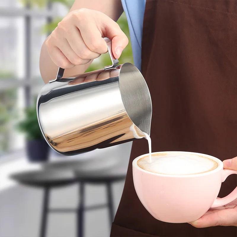 Milk Creamer Frothing Pitcher Stainless Steel, 350/600/1000ml Coffee Cup Jug Latte Espresso Cappuccino Milk Cup Barista