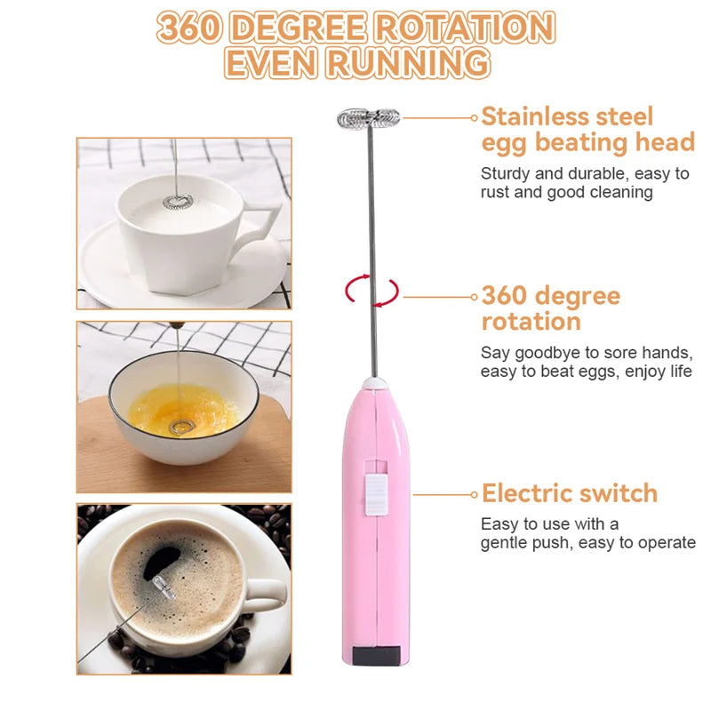 Mini Electric Whisk Foamer Blender Wireless Coffee Whisk Mixer Handheld Egg Beater Cappuccino Frother Mixer Kitchen Whisk Tools