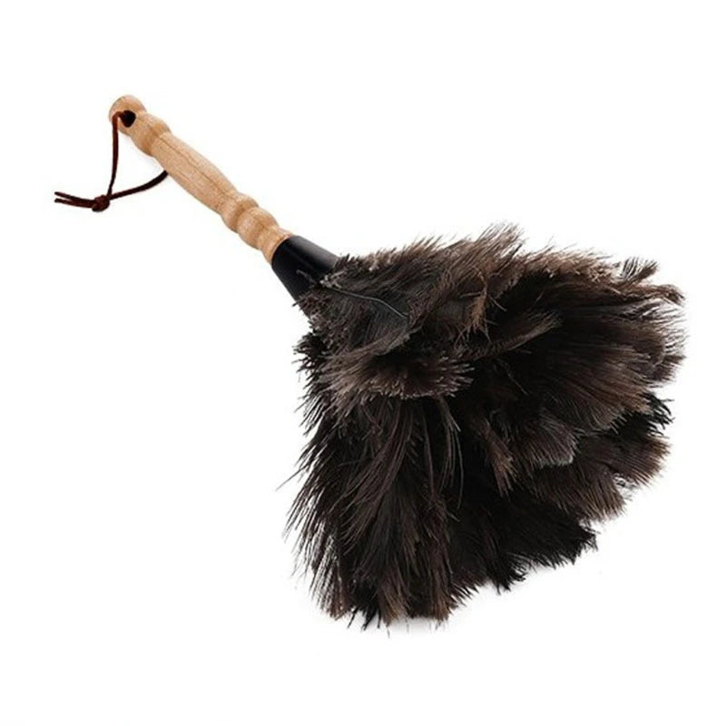 Plumeau en plumes d'autruche naturel avec manche en bois, brosse à poussière écologique, plumeau à main, fournitures de nettoyage