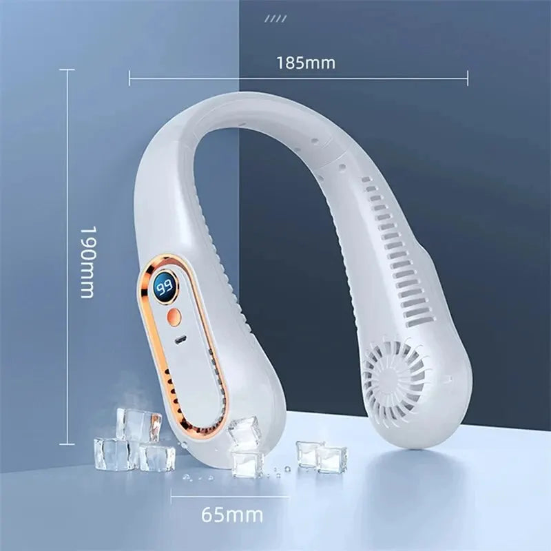 Mini ventilateur sans pales pour le cou, Ultra longue durée de vie, Portable, silencieux, paresseux, chargeur USB, pour étudiants, sport, bureau, affichage numérique, puissance 5 vitesses