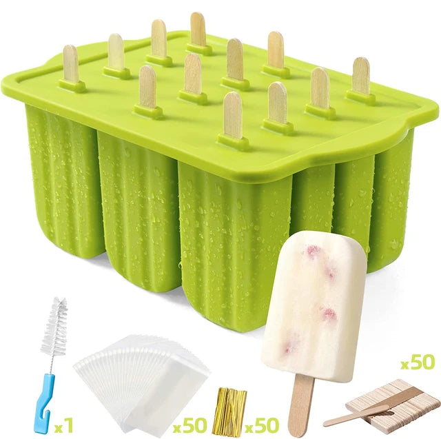 Ice Cream Molds Silicone with Wooden Sticks