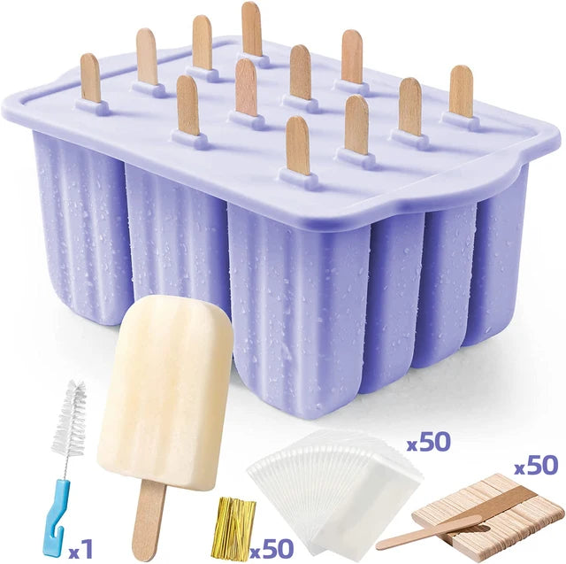 Ice Cream Molds Silicone with Wooden Sticks