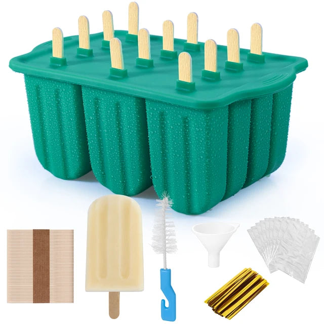 Ice Cream Molds Silicone with Wooden Sticks