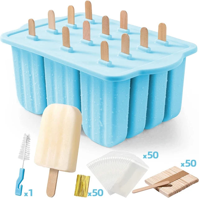 Ice Cream Molds Silicone with Wooden Sticks