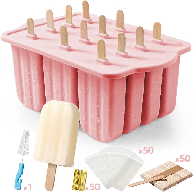 Ice Cream Molds Silicone with Wooden Sticks