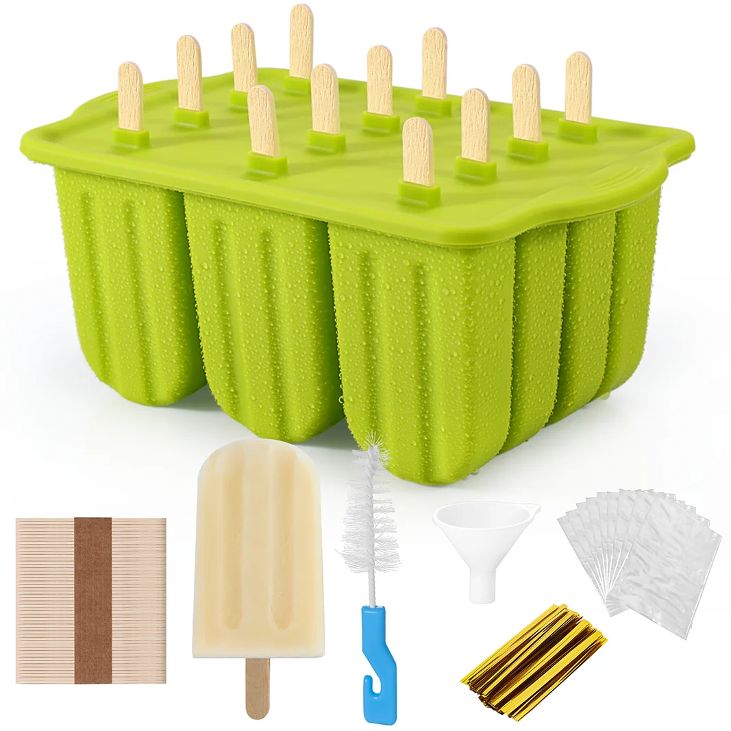 Ice Cream Molds Silicone with Wooden Sticks