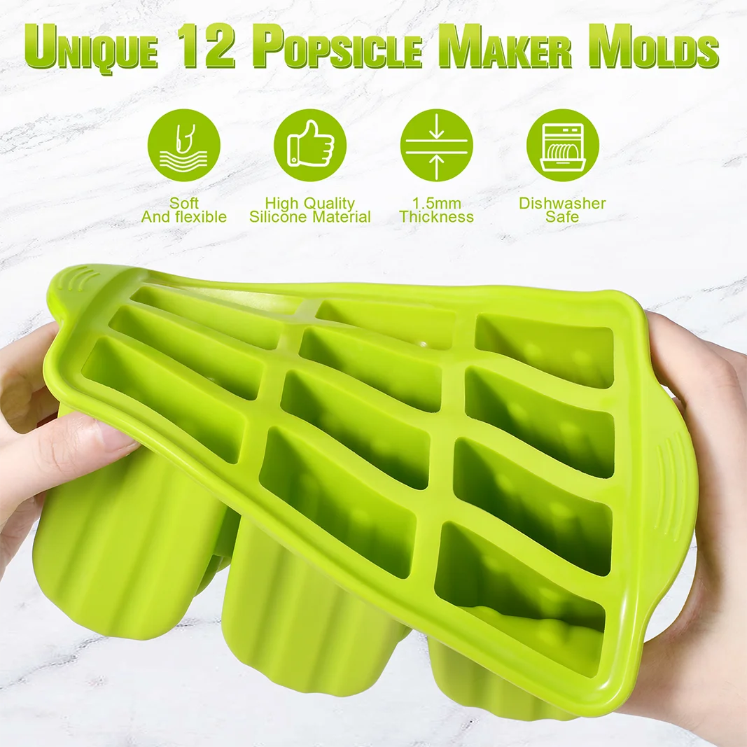 Ice Cream Molds Silicone with Wooden Sticks