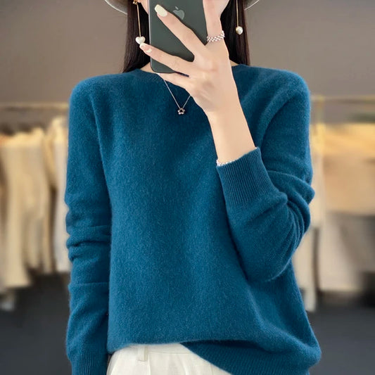 New cashmere sweater women's sweater in autumn and winter 100% merino wool fashion O-neck autumn warm pullover top