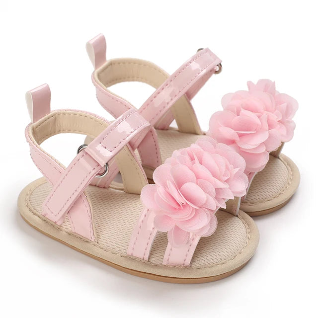 Adorable Baby Girl Flower Sandals: Soft Sole, Anti-Slip. First Steps Ready 0-18M