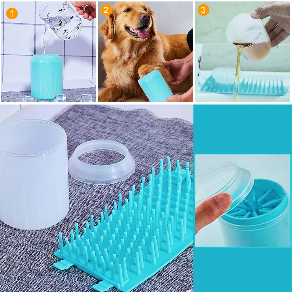 Taza limpiadora portátil de patas para mascotas, limpieza de pies de silicona suave para gatos y perros