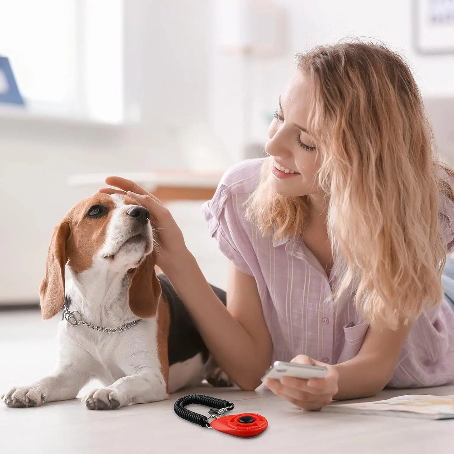 Clicker de entrenamiento portátil con correa para la muñeca, tecla de sonido para mascota, gato, perro, cachorro