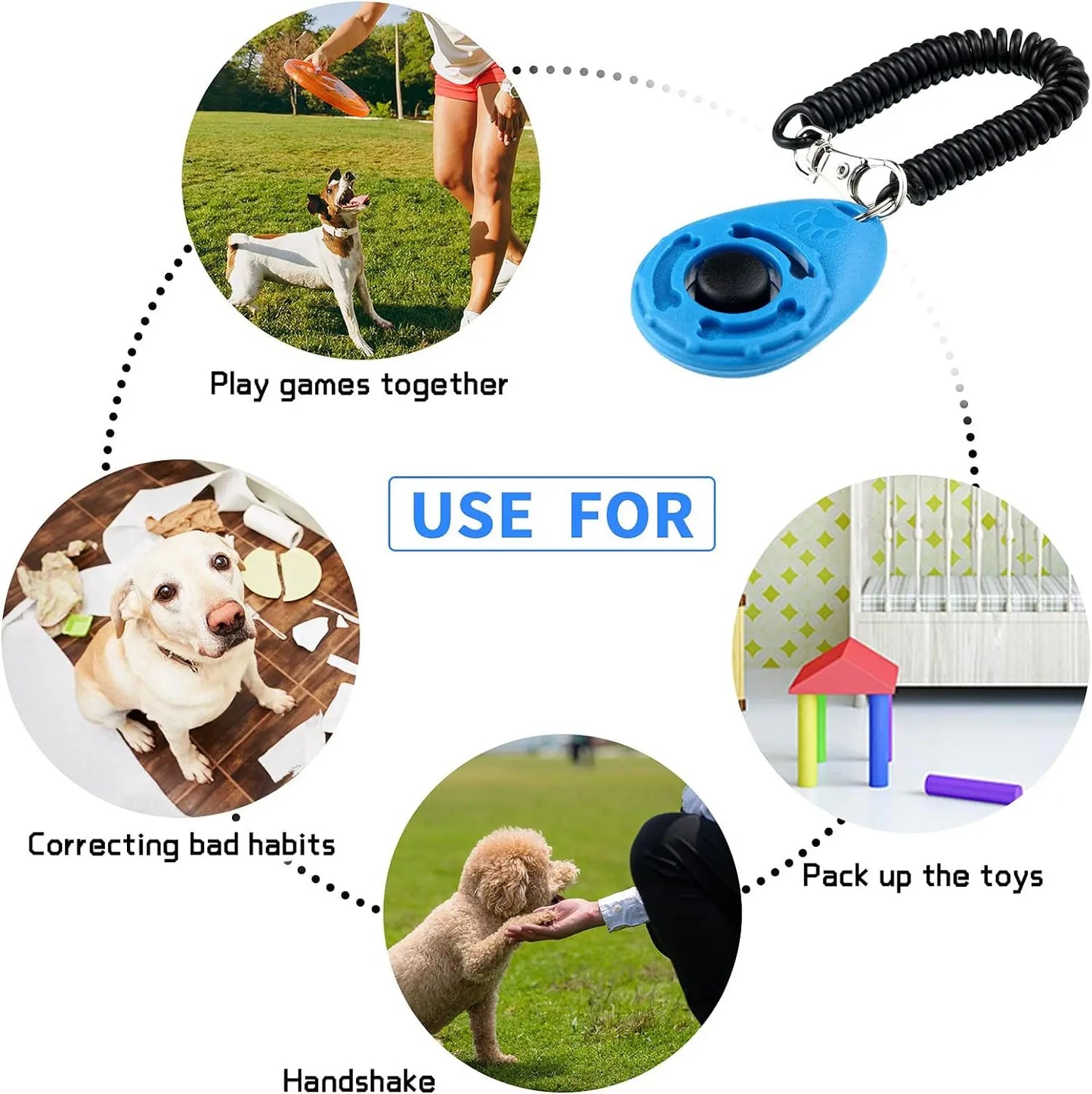 Clicker d'entraînement Portable avec dragonne, clé sonore pour animal de compagnie, chat, chien, chiot