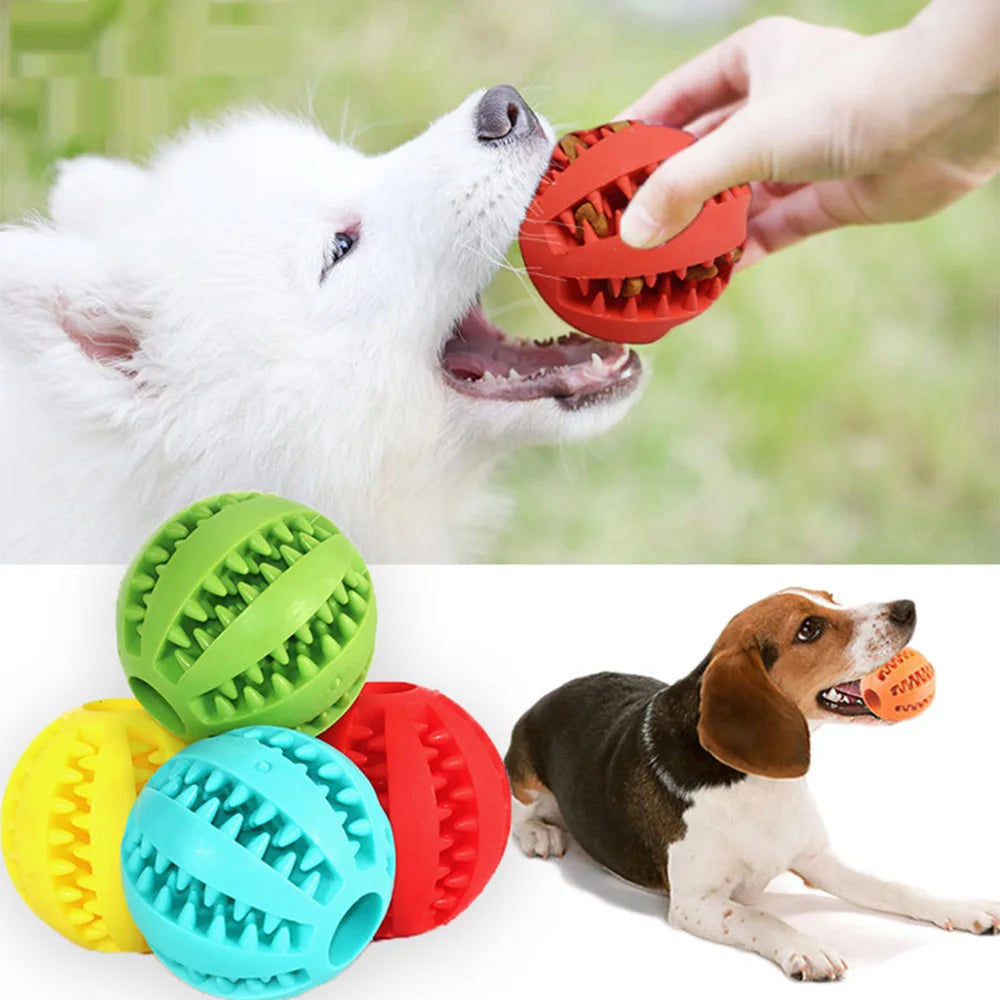 Pelota de goma interactiva, premio de juguete, limpieza de dientes para perros pequeños y grandes, cachorros y gatos 