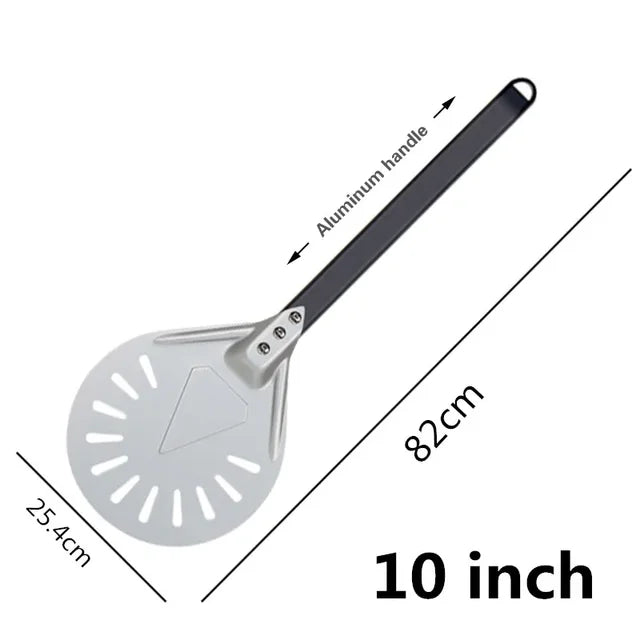 Pizza Turning small Pizza Peel Paddle Short round Tool Non Slip wooden Handle 7 8 9 inch Perforated Pizza Shovel Aluminum