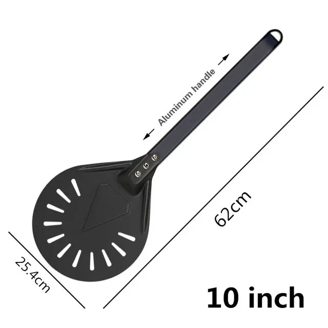 Pizza Turning small Pizza Peel Paddle Short round Tool Non Slip wooden Handle 7 8 9 inch Perforated Pizza Shovel Aluminum