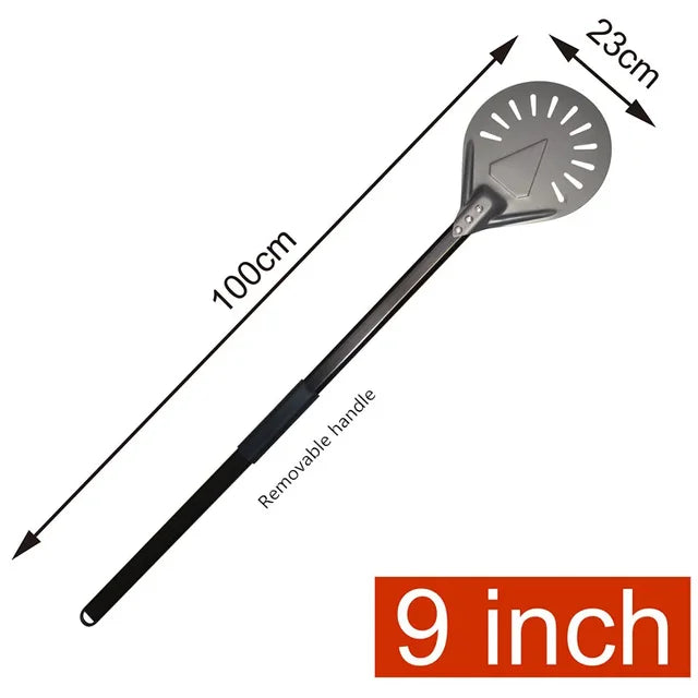 Pizza Turning small Pizza Peel Paddle Short round Tool Non Slip wooden Handle 7 8 9 inch Perforated Pizza Shovel Aluminum