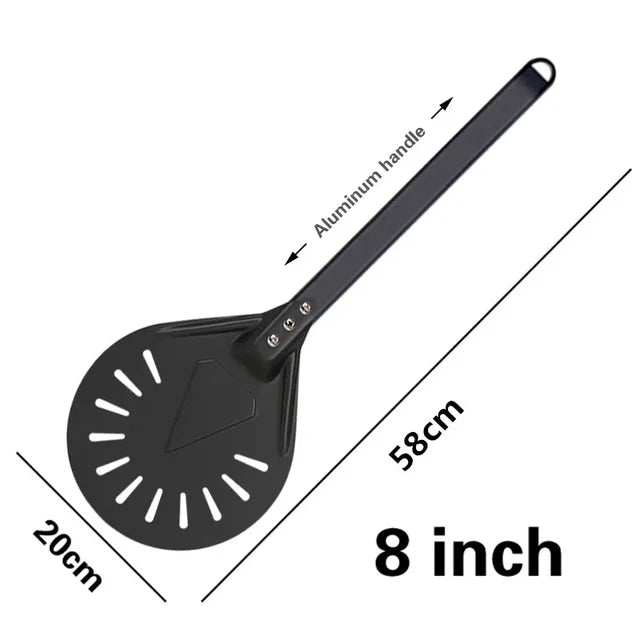 Pizza Turning small Pizza Peel Paddle Short round Tool Non Slip wooden Handle 7 8 9 inch Perforated Pizza Shovel Aluminum