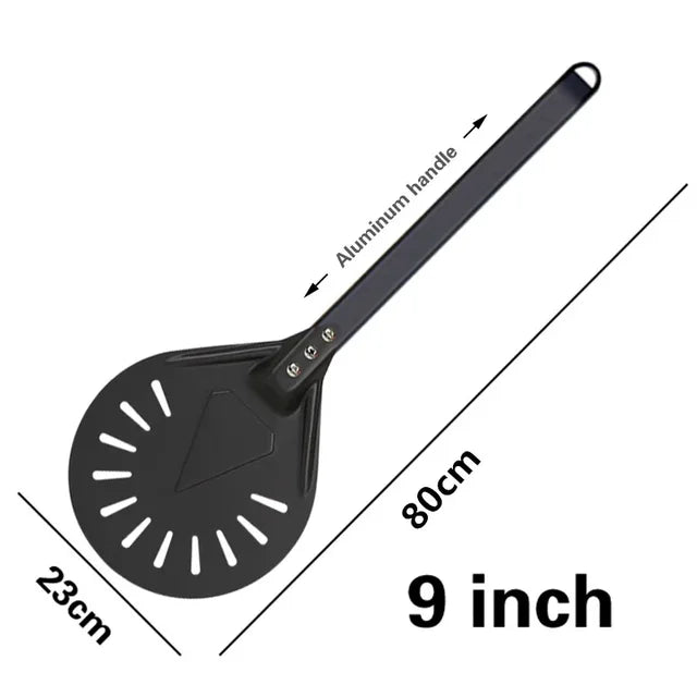 Pizza Turning small Pizza Peel Paddle Short round Tool Non Slip wooden Handle 7 8 9 inch Perforated Pizza Shovel Aluminum