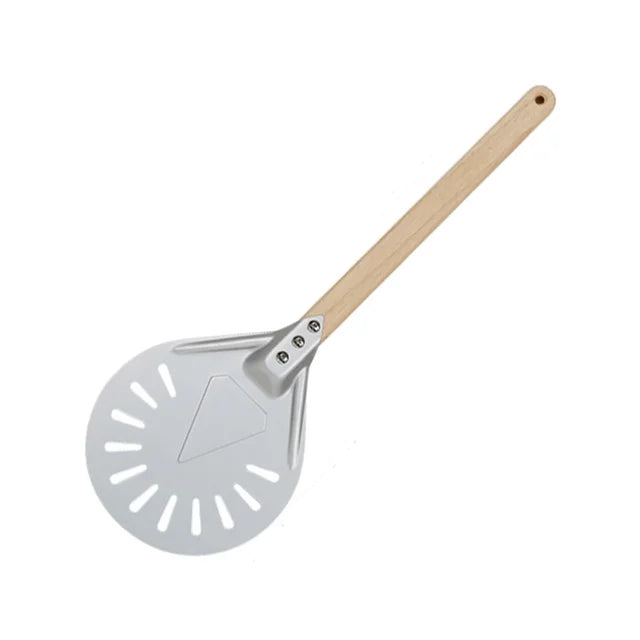 Pizza Turning small Pizza Peel Paddle Short round Tool Non Slip wooden Handle 7 8 9 inch Perforated Pizza Shovel Aluminum